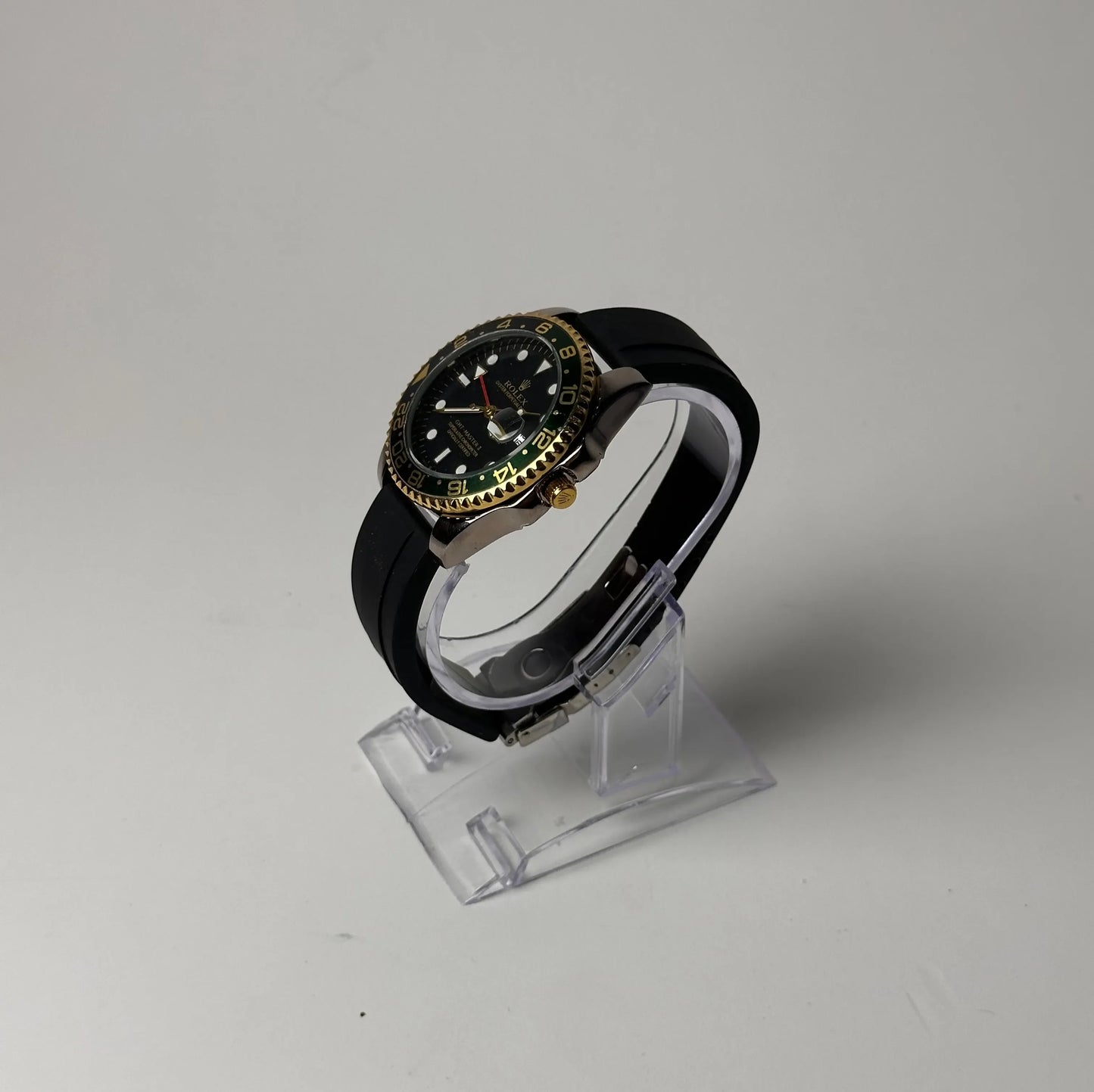 Rolex GMT‑Master II “Black‑Gold-Green” – Rubber Strap