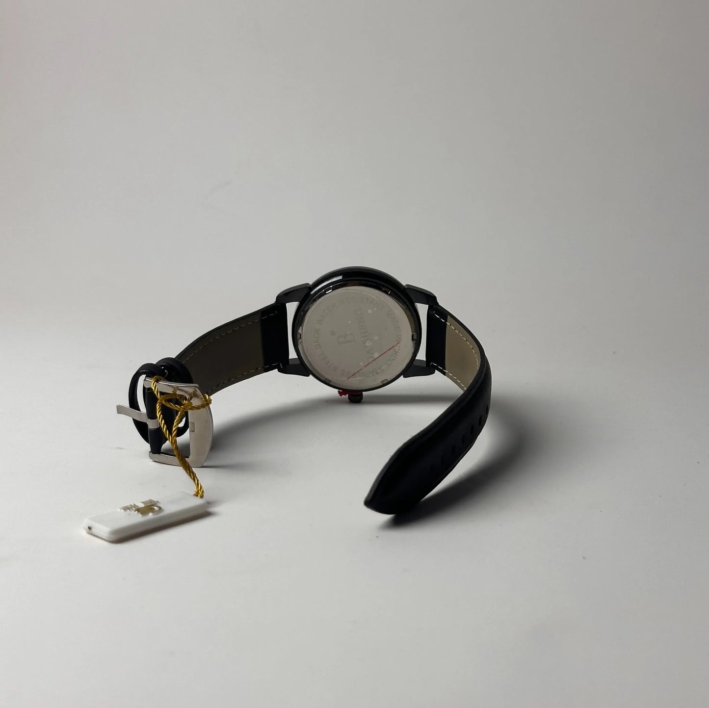 Baisheng Skeleton Dial Watch – Silver Case, Black Leather Strap
