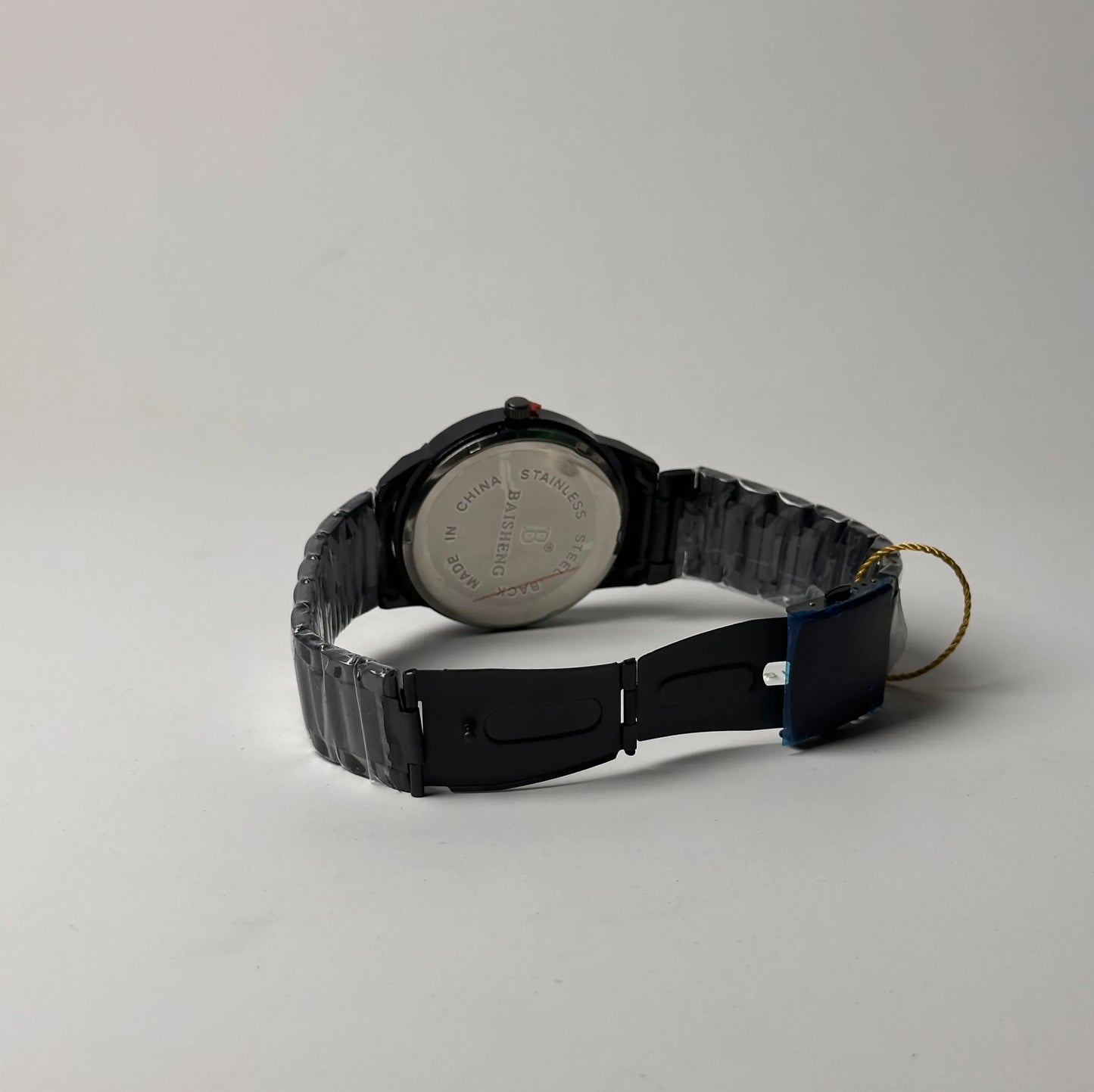 Baisheng Turbine Dial Watch – Black & Red, Metal Bracelet
