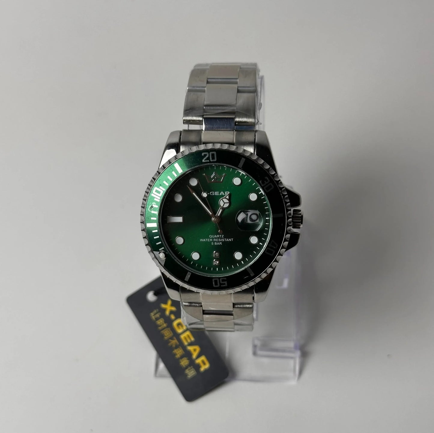 X‑Gear Men’s Watch – Green Dial, Green Rotating Bezel