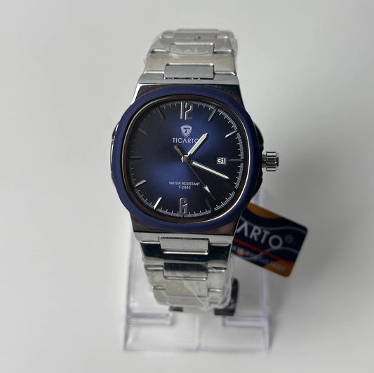 Ticarto Men’s Blue Dial Stainless Steel Watch