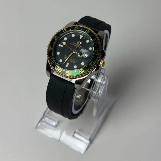 Rolex GMT‑Master II “Black‑Gold-Green” – Rubber Strap