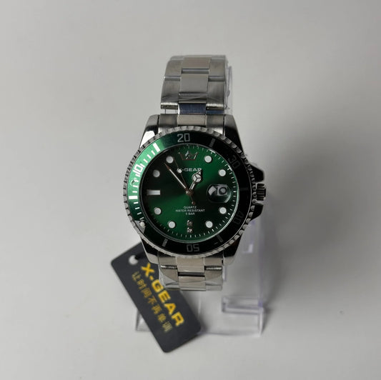 X‑Gear Men’s Watch – Green Dial, Green Rotating Bezel